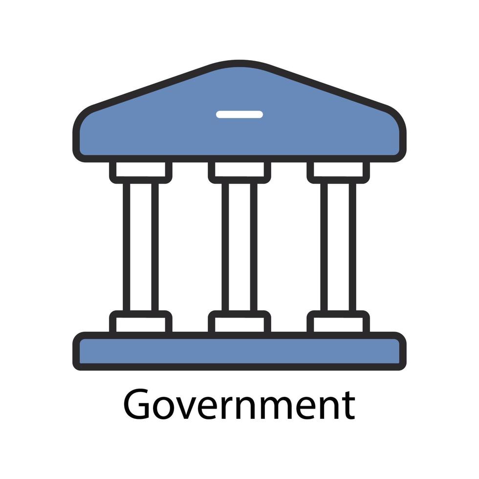 icône de bâtiment du gouvernement. conception colorée de ligne à deux tons. l'icône peut être utilisée pour l'icône d'application, l'icône Web, l'infographie. trait modifiable. vecteur de modèle de conception