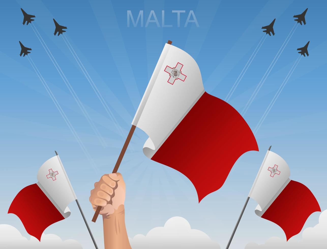 drapeaux maltais flottant sous le ciel bleu vecteur