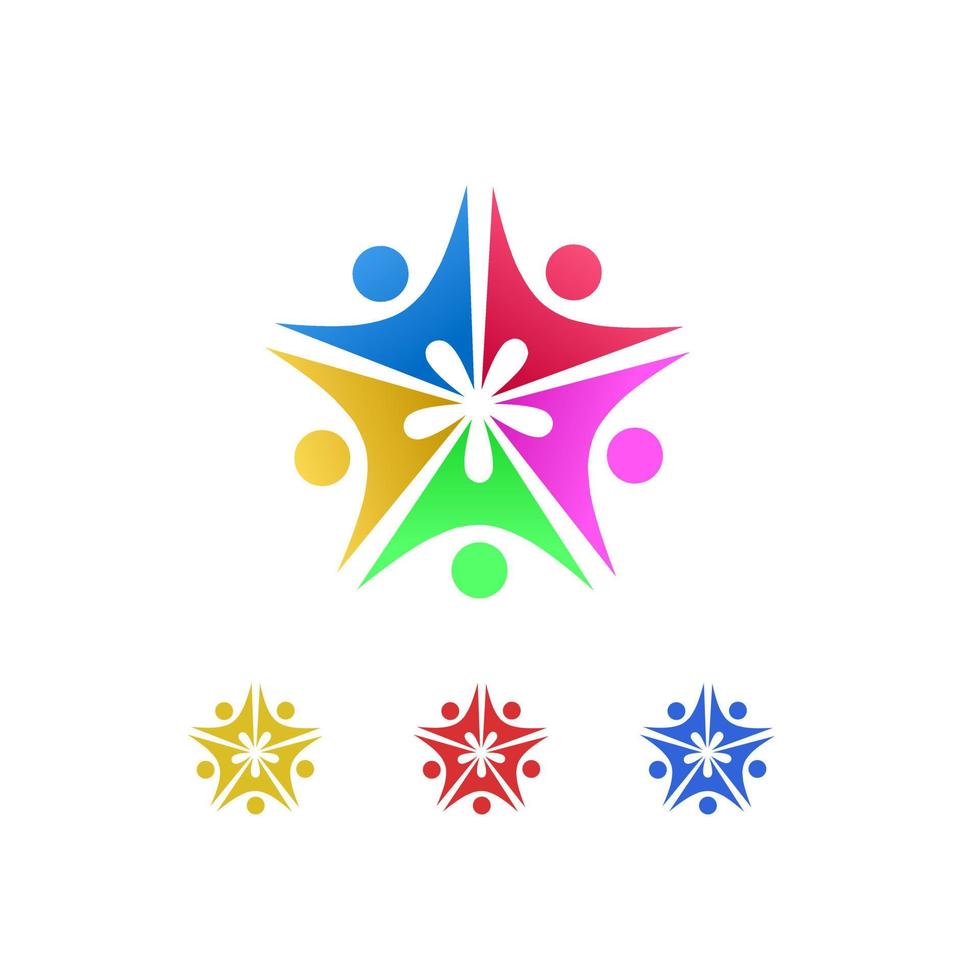 vecteur d'élément de conception de logo de personnes de cercle, icône d'illustration d'unité colorée lumineuse