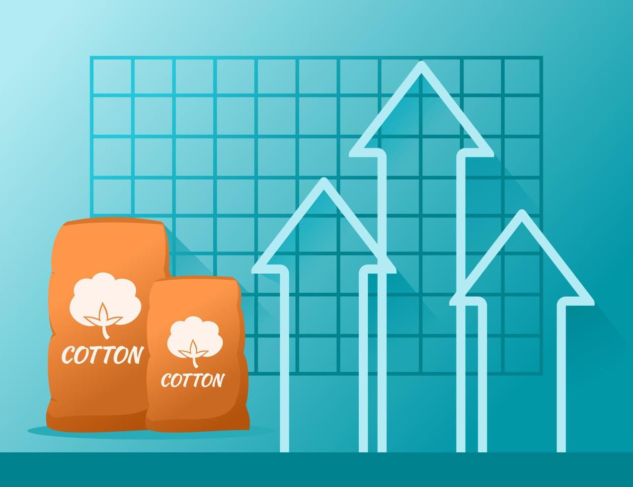 augmentation du prix ou de la demande du coton dans le graphique statistique vecteur