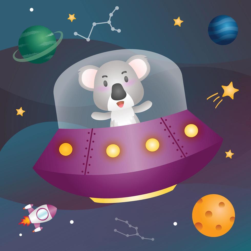 un koala mignon dans la galaxie de l'espace vecteur