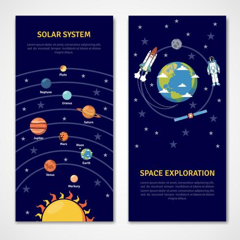 Système solaire et bannières d&#39;exploration spatiale vecteur