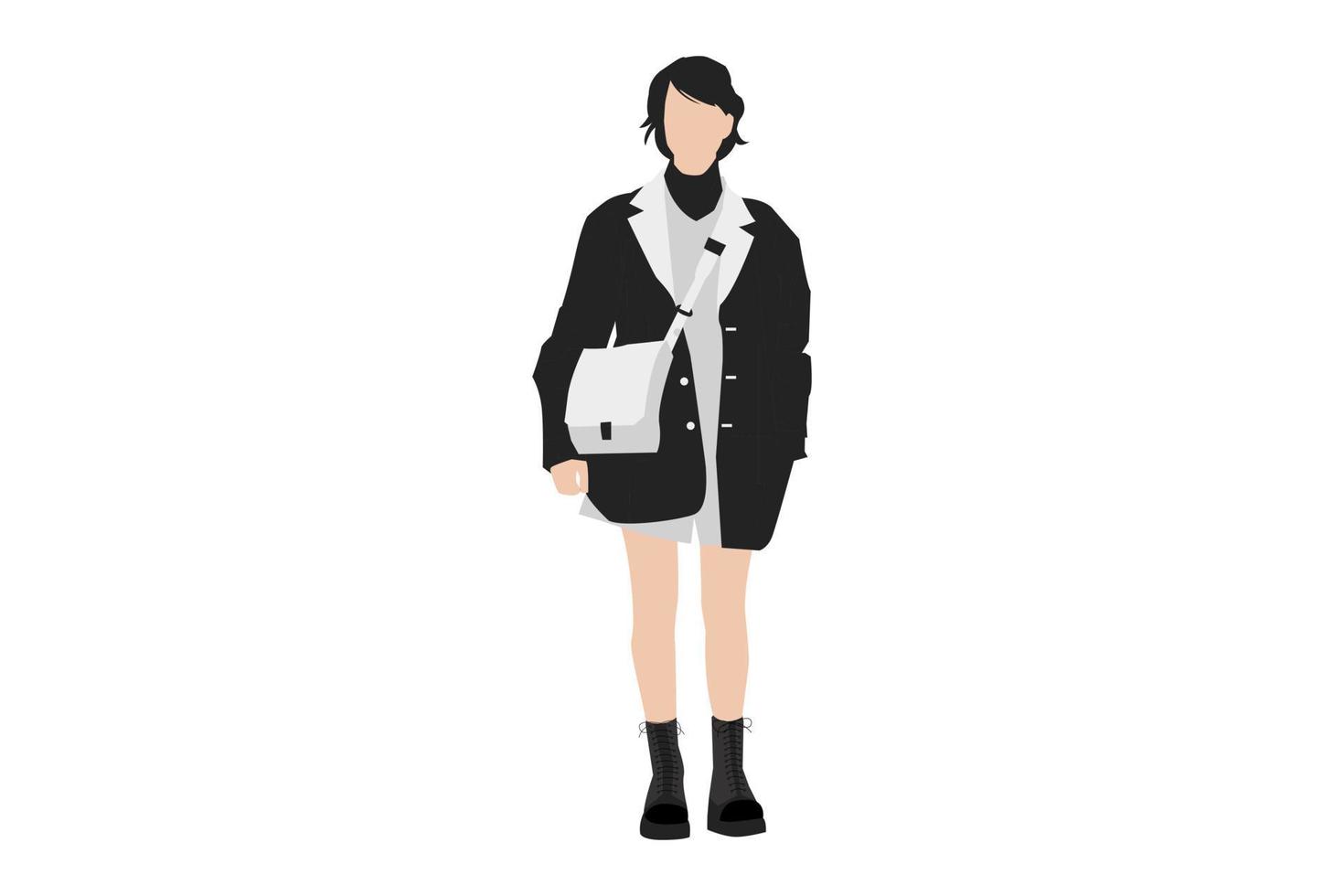 illustration vectorielle de femmes à la mode sur le trottoir vecteur