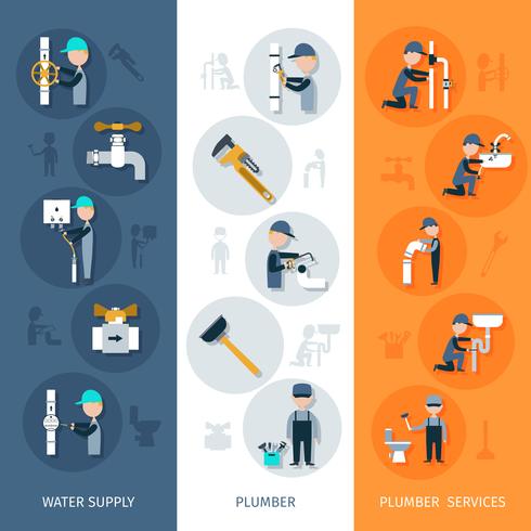 Bannière verticale plombier vecteur