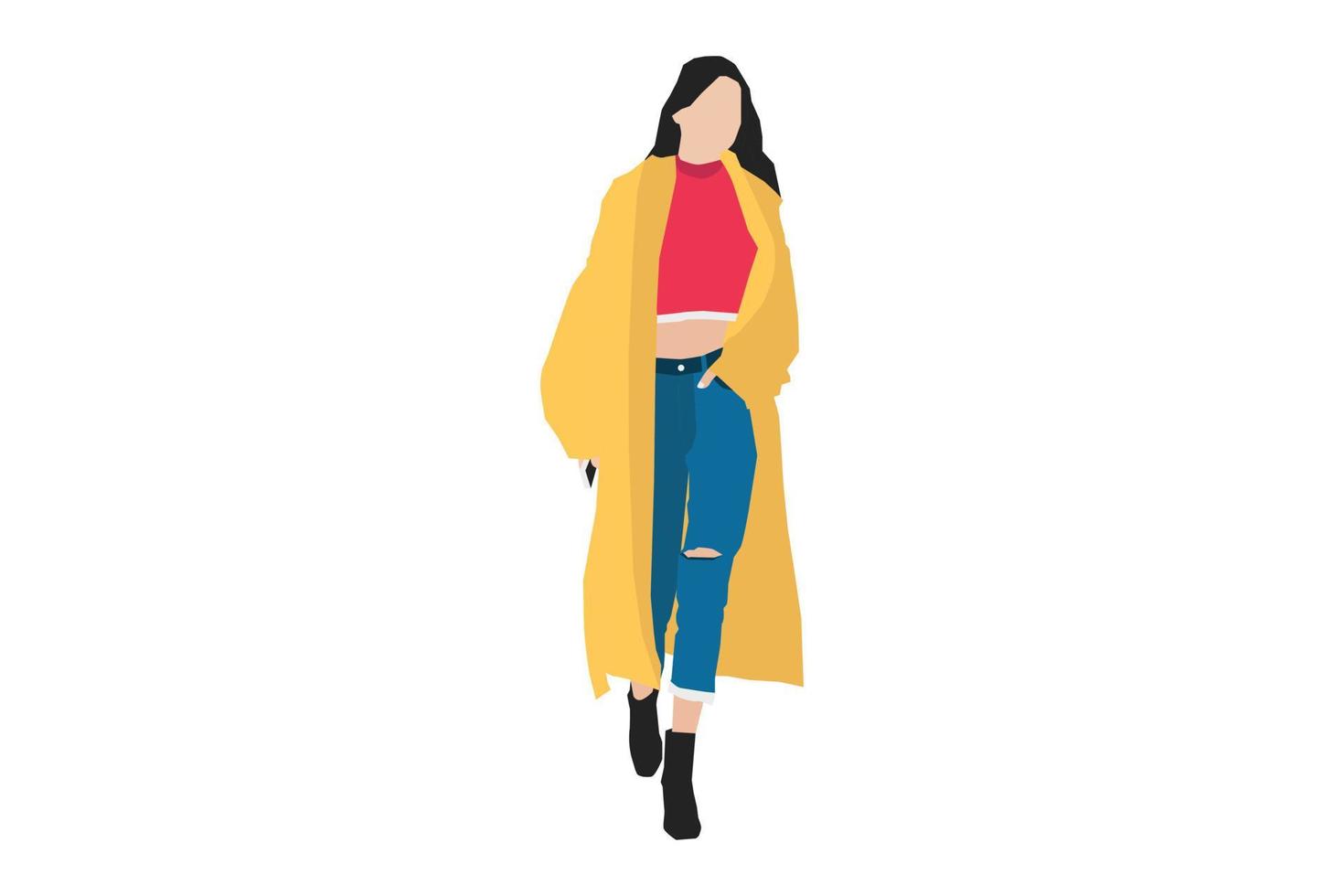 illustration vectorielle de femmes à la mode marchant sur le trottoir vecteur