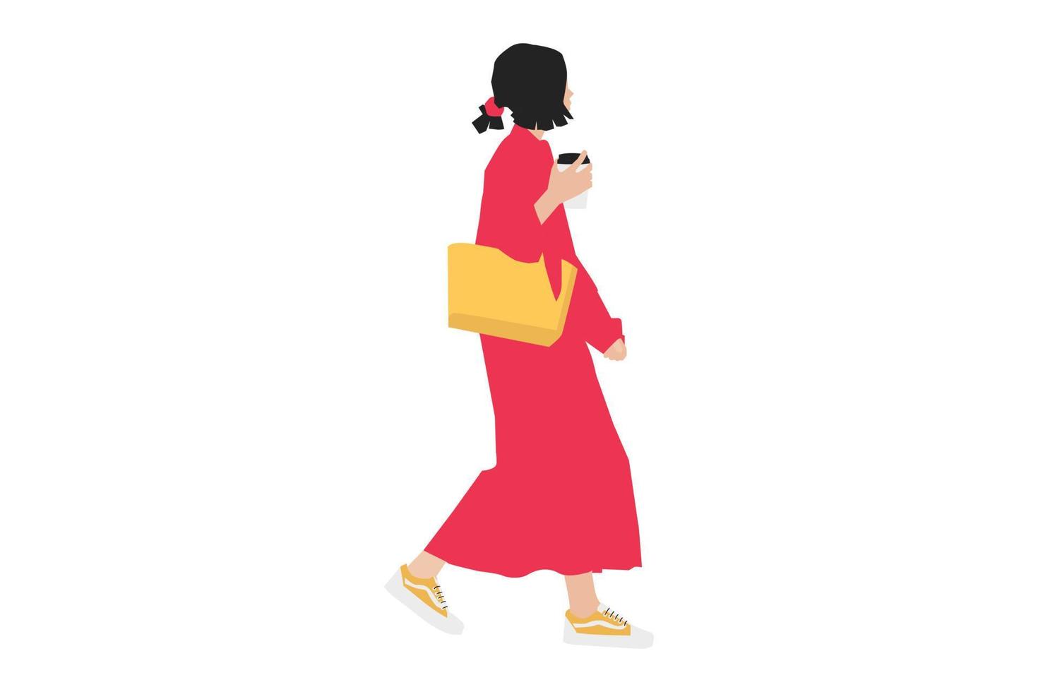 illustration vectorielle de femmes élégantes marchant sur le trottoir vecteur