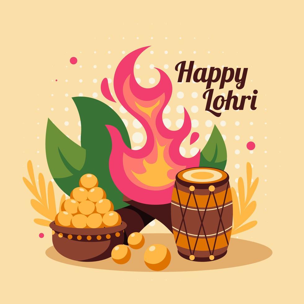 heureux lohri avec avec une couleur festive vecteur