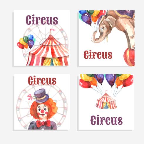 Set de cartes de cirque vecteur