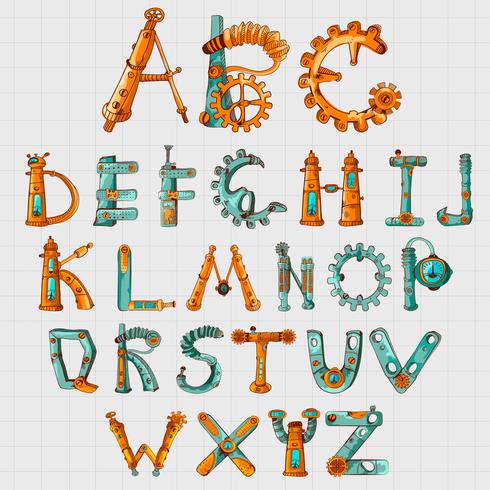 Alphabet Mécanicien Coloré vecteur