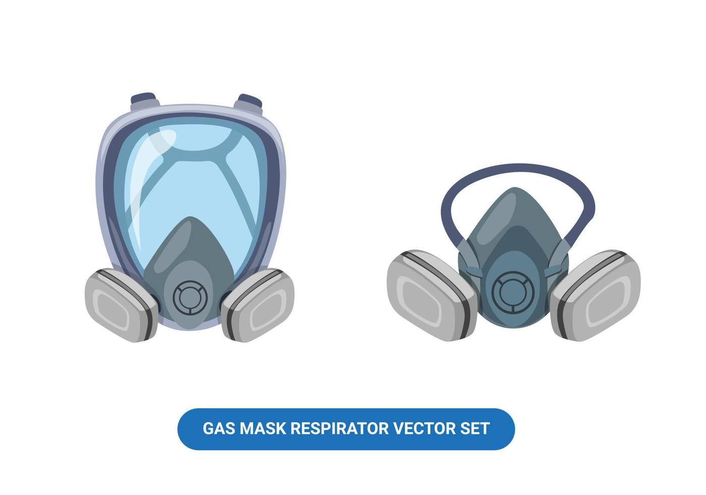masque de gaz respirateur vêtements de travail en plein visage et demi-visage set vector illustration de dessin animé isolé sur fond blanc