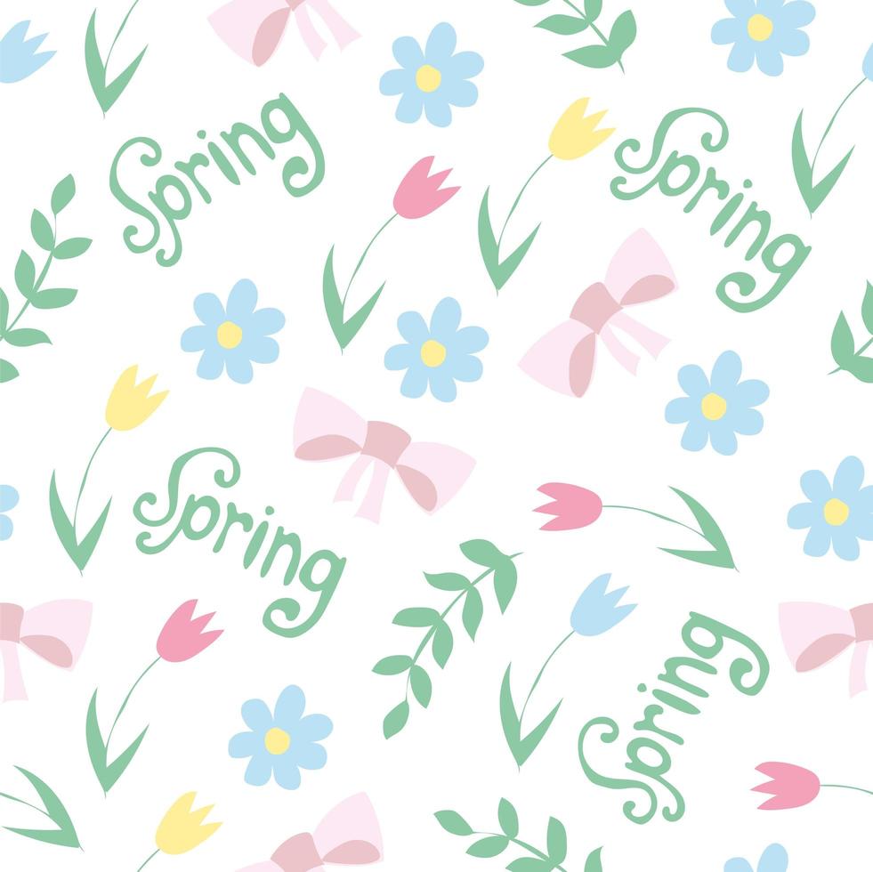 motif floral vectoriel dans un style doodle avec des fleurs et des feuilles. fond de printemps