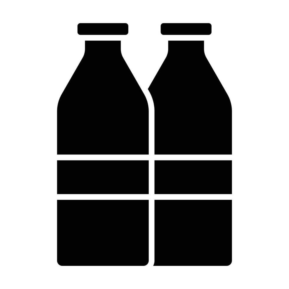 icône de glyphe de bouteilles de lait vecteur