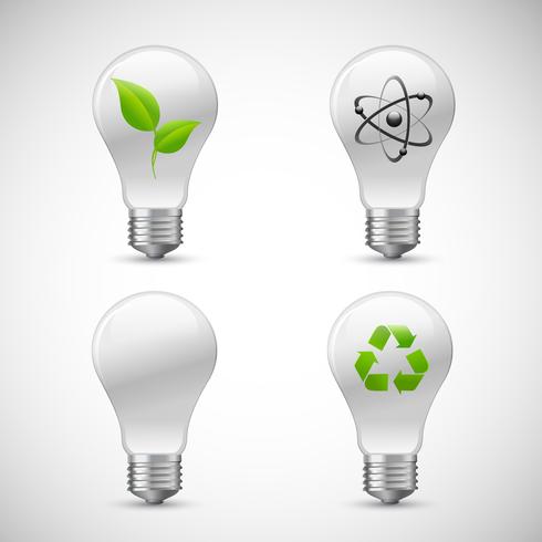 Ampoule Eco Science Icons Set vecteur