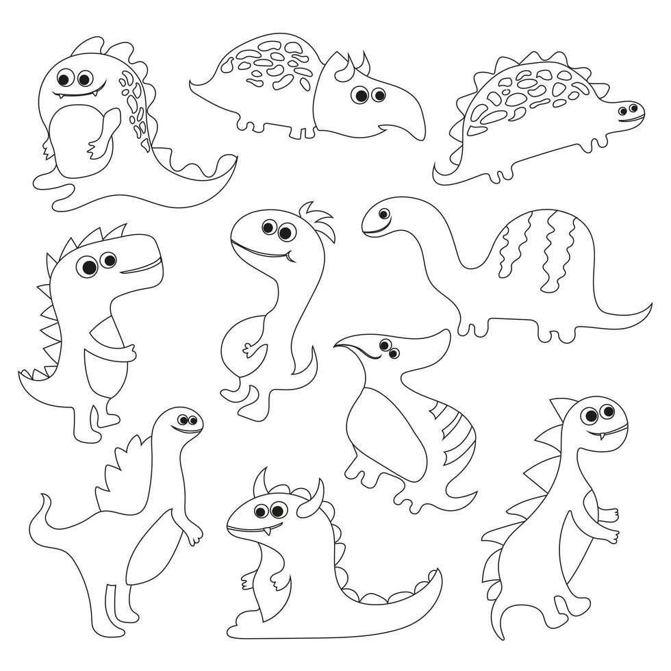 livre de coloriage avec illustration vectorielle de dinosaures vecteur
