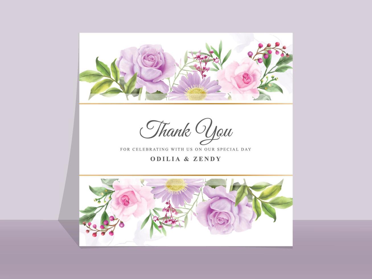 beau modèle d'invitation de mariage rose rose et violet vecteur