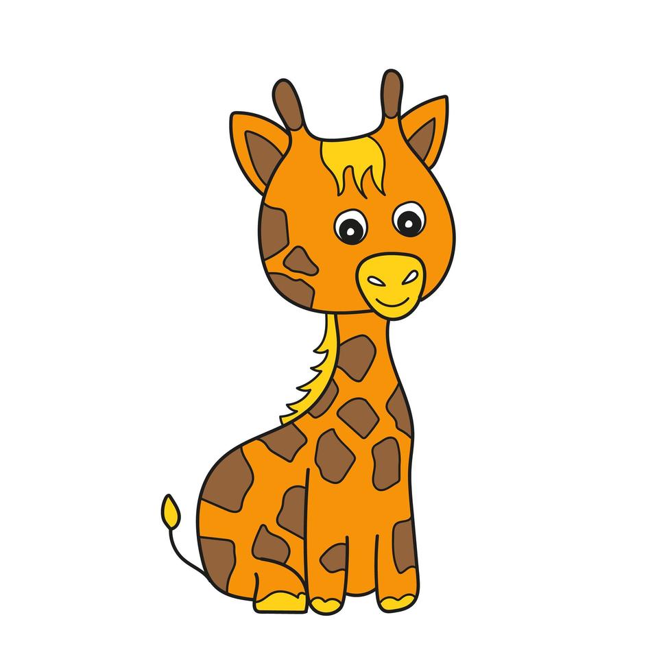 icône de dessin animé simple. Girafe mignonne sur fond blanc, illustration vectorielle vecteur