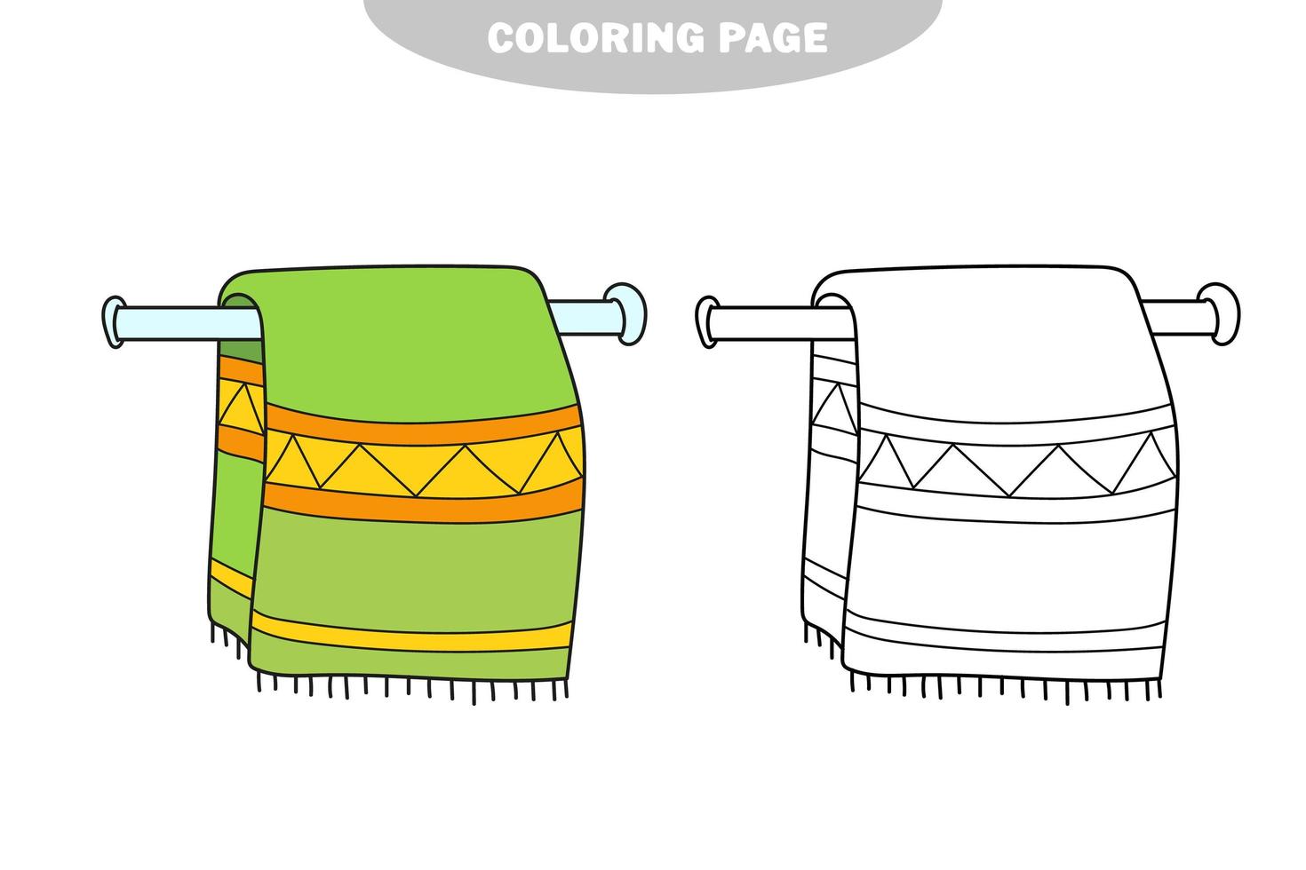 coloriage simple. serviette, accrochée à une page de livre de coloriage porte-serviette vecteur