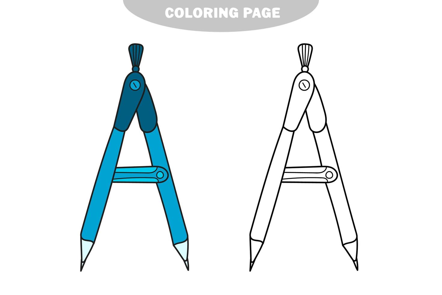coloriage simple. icône de vecteur de contour de compas de géométrie
