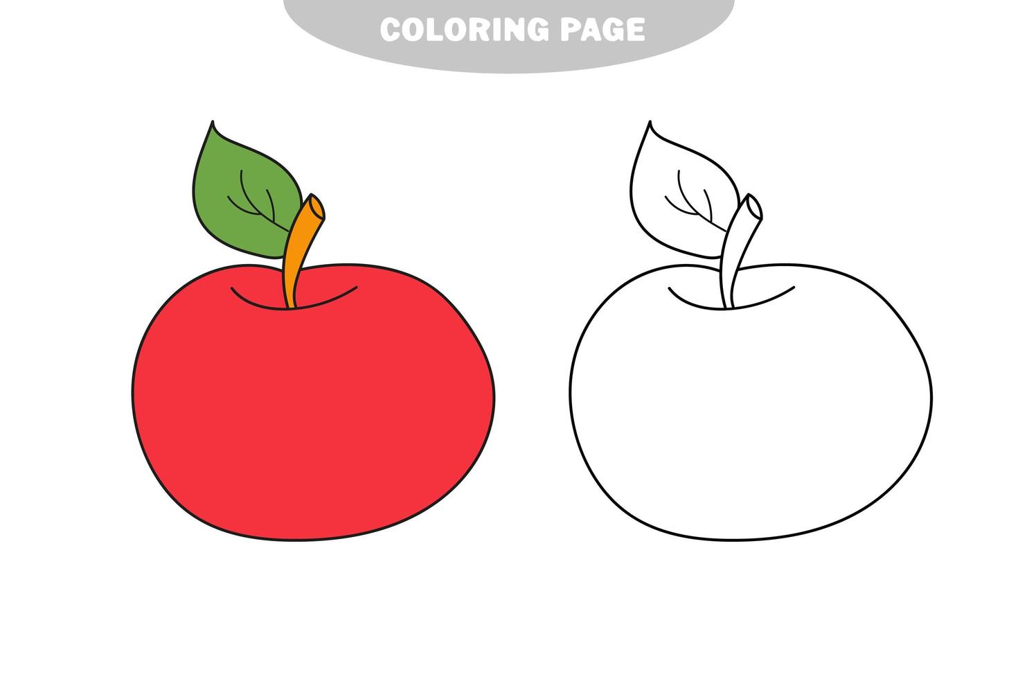 coloriage simple. pomme à colorier, le livre de coloriage pour les enfants vecteur