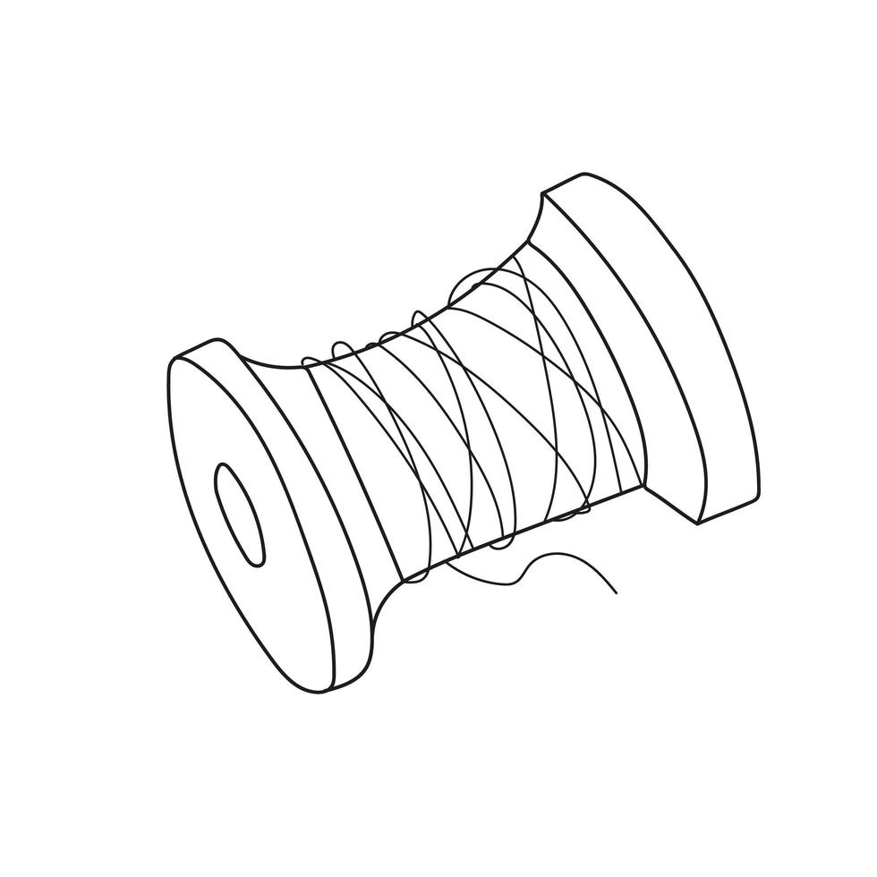 coloriage simple. fil de bobine en bois illustration vectorielle dessinés à la main vecteur