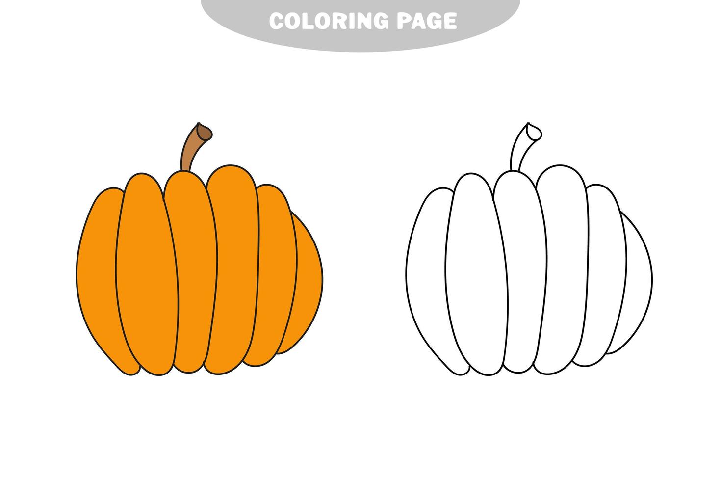 coloriage simple. légume citrouille à colorier, le livre de coloriage vecteur
