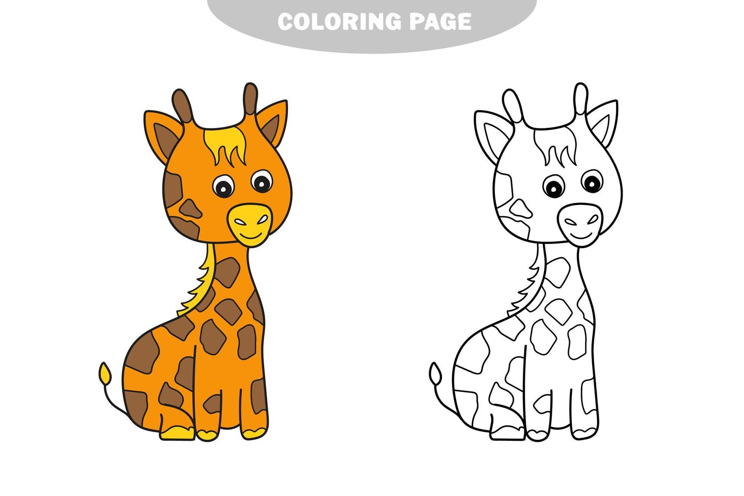 coloriage simple. contour clip art à colorier - girafe vecteur