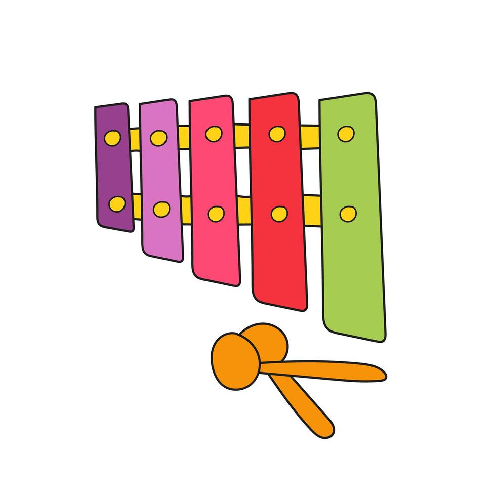 icône de dessin animé simple. instrument de musique pour enfants. xylophone de couleur. vecteur