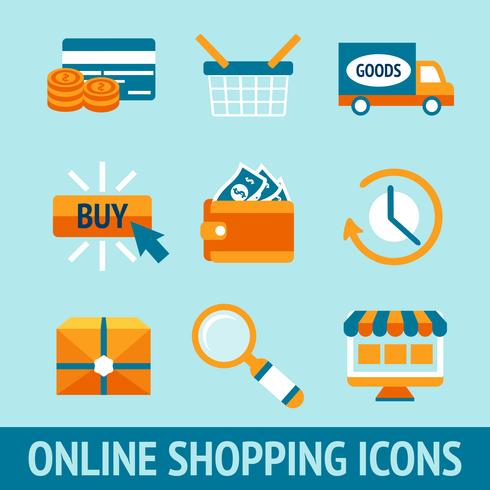 Shopping en ligne Icons Set vecteur