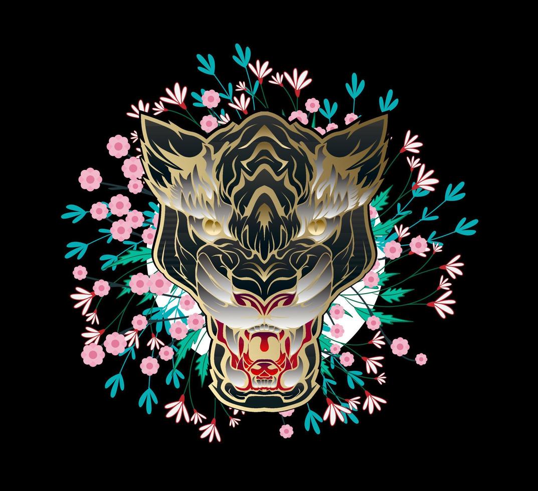 la conception d'illustration de tigre pour sukajan est un tissu traditionnel du japon ou un t-shirt avec broderie numérique dessinée à la main t-shirts pour hommes été décontracté à manches courtes hip hop t-shirt streetwear vecteur