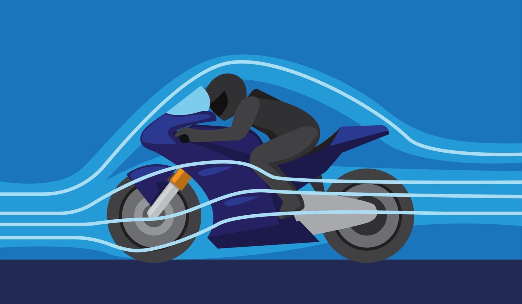 technologie aérodynamique du vent sur le sport automobile, moto avec contrôle de la force du vent pour améliorer le vecteur d'illustration du concept d'accélération