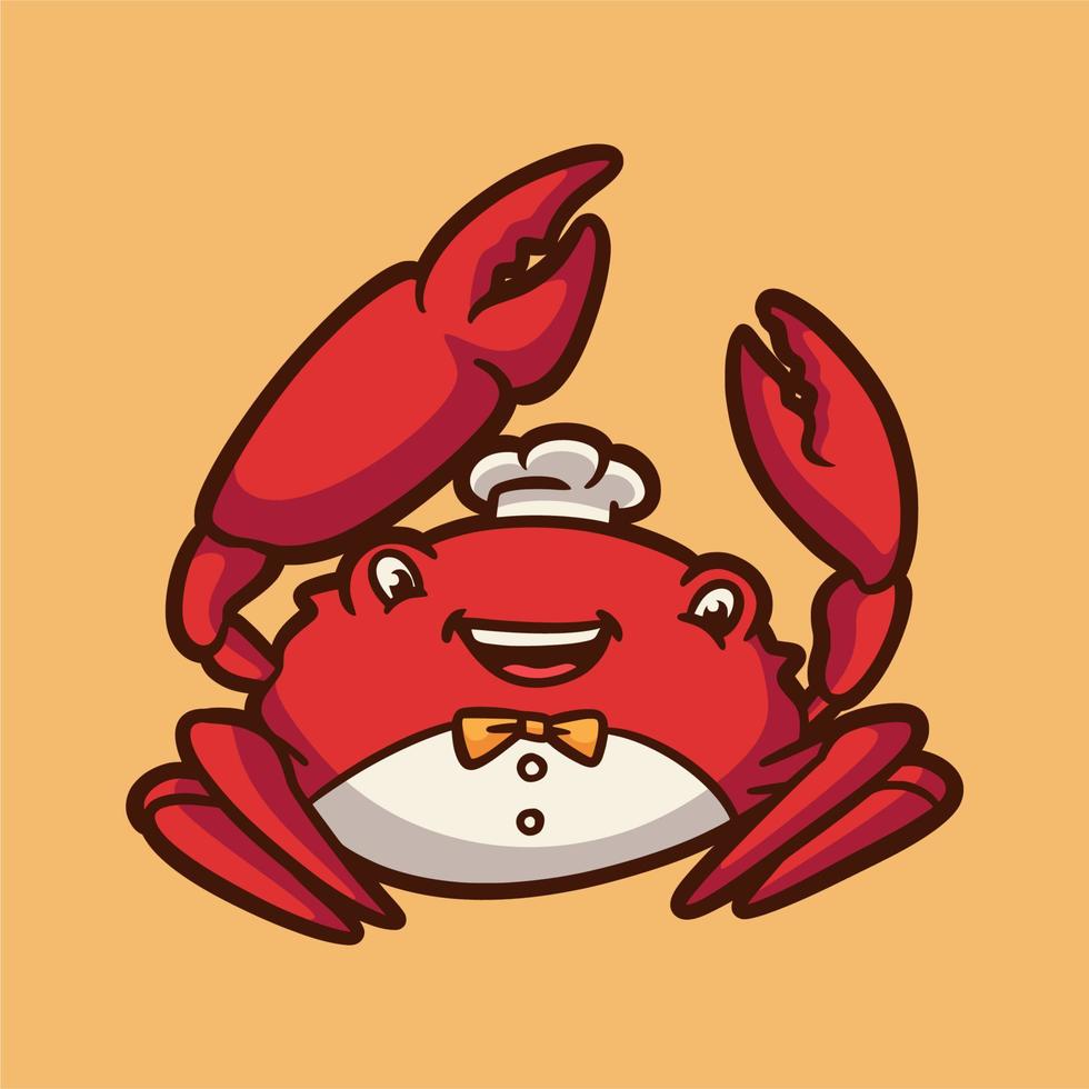 dessin animé animal design crabe heureux mignon mascotte logo vecteur