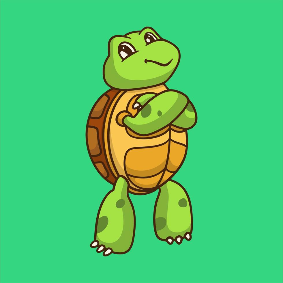 dessin animé animal design tortue cool logo mascotte mignon vecteur