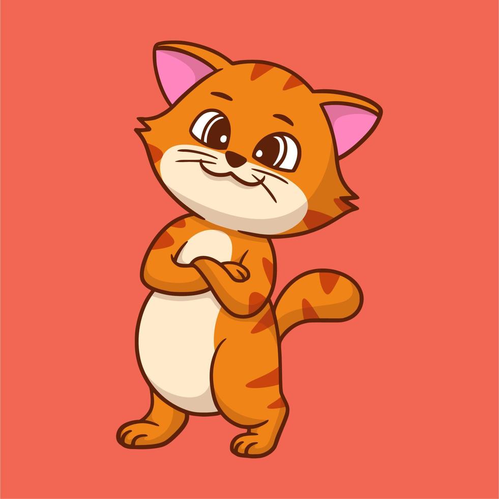 dessin animé animal design cool chat mignon mascotte logo vecteur