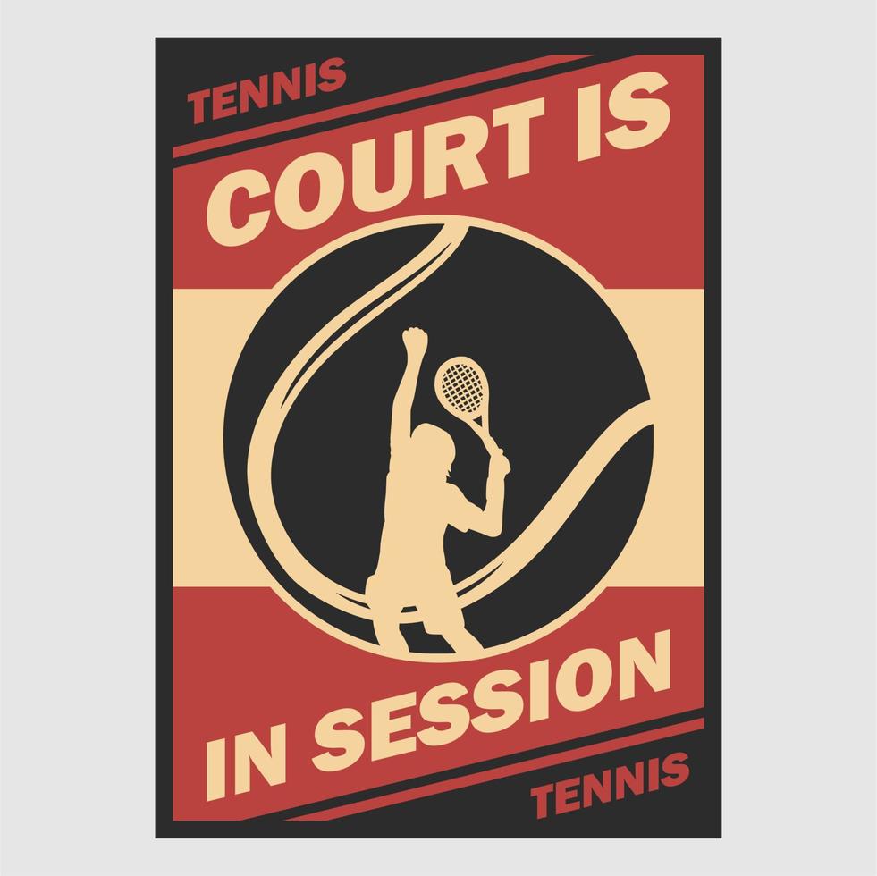 Cours de conception d'affiches vintage en illustration rétro de tennis de session vecteur