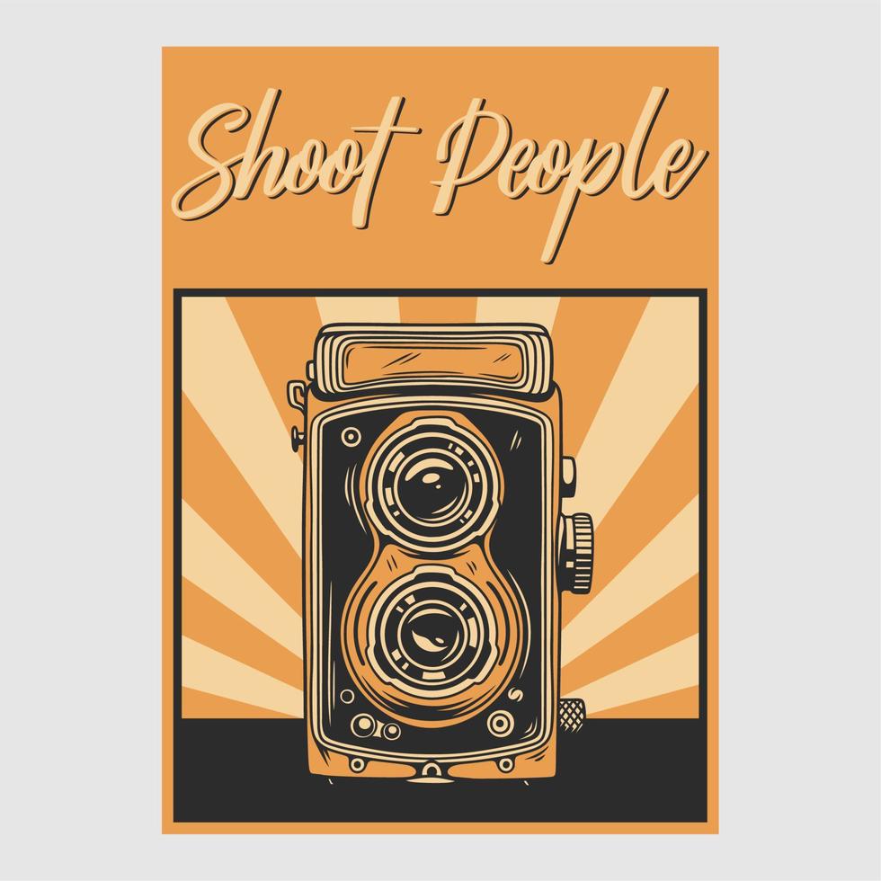 conception d'affiche vintage shoot personnes illustration rétro vecteur