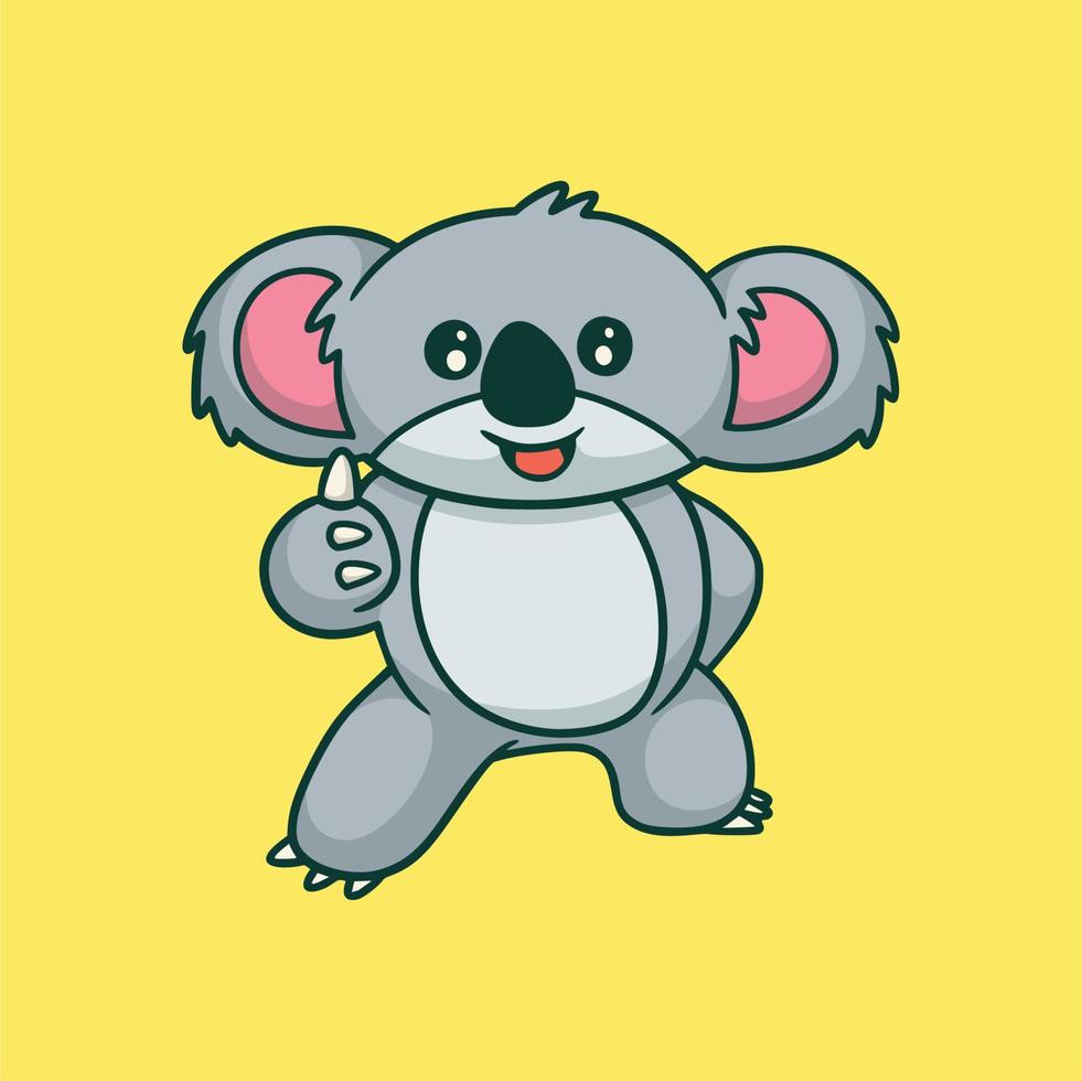 dessin animé animal design koala posant pouces vers le haut logo mascotte mignon vecteur