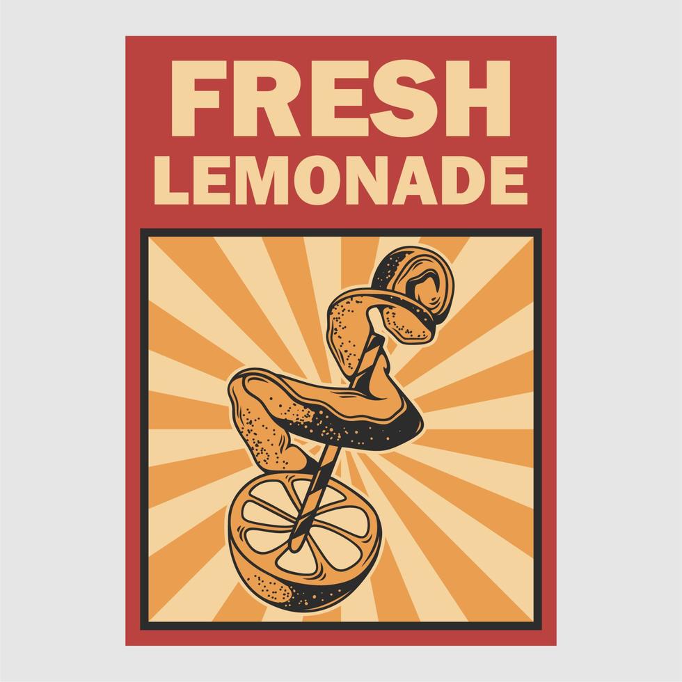 illustration rétro de limonade fraîche de conception daffiche vintage vecteur