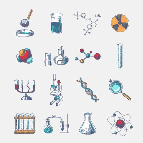 Jeu d&#39;icônes de chimie vecteur