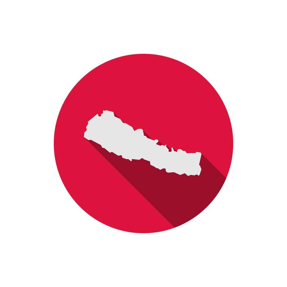 carte du népal sur cercle rouge avec ombre portée vecteur