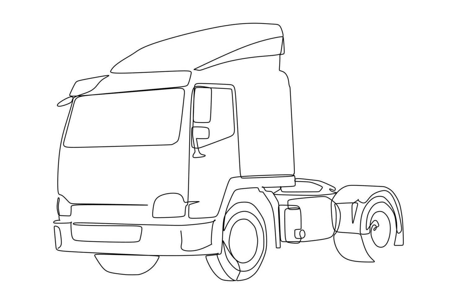 tête de camion dessin continu d'une ligne. vecteur