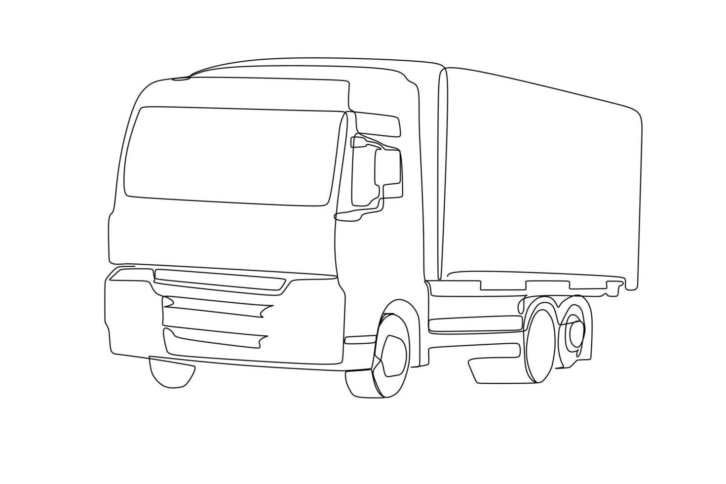 caisse de camion pour le transport de marchandises dessin continu d'une ligne vecteur