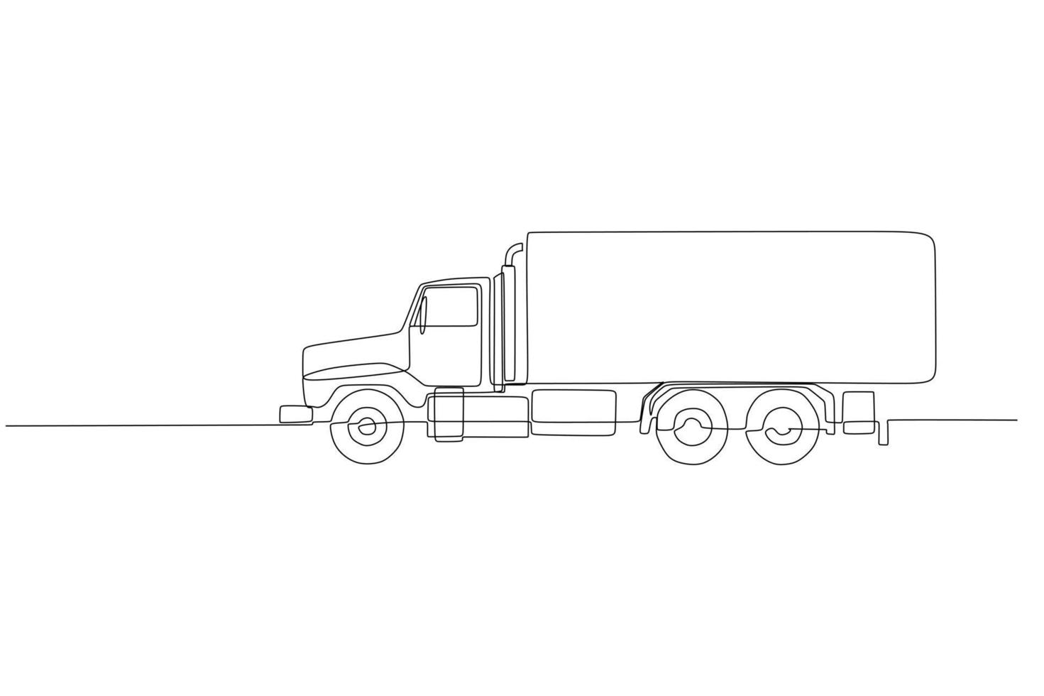 dessin au trait continu de camion de livraison de fret vecteur