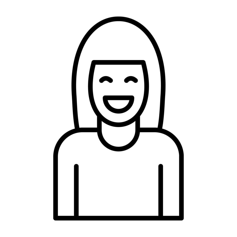 icône de ligne de femmes souriantes vecteur