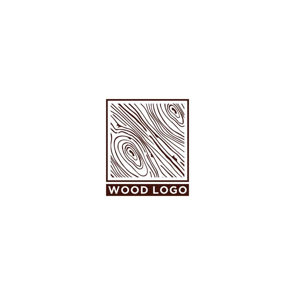 logo en bois avec illustration de texture de grain de bois unique vecteur