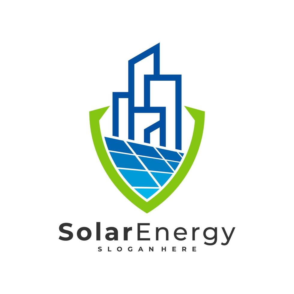 modèle vectoriel de logo de ville solaire, concepts créatifs de conception de logo d'énergie de panneau solaire