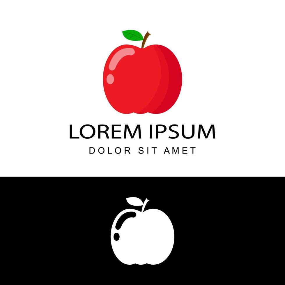 vecteur de conception de modèle de logo pomme rouge en arrière-plan isolé