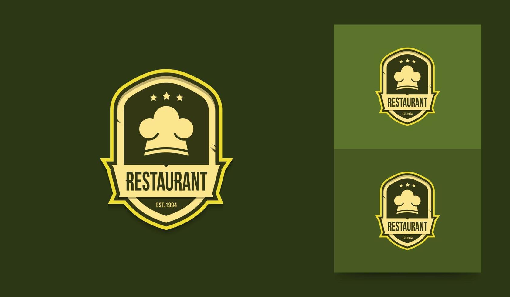 modèle de logo de restaurant, logo de chef dans un style vintage vecteur