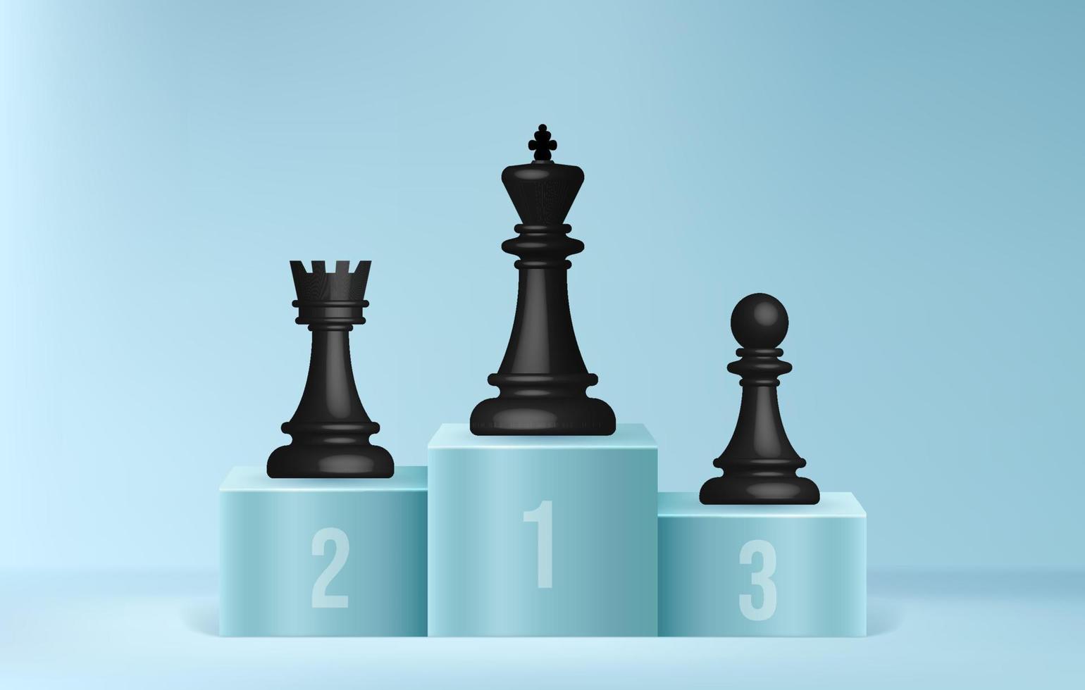 échecs sur le podium des gagnants, concept de chef d'entreprise, direction de la stratégie d'entreprise et gestion sur fond minimal vecteur