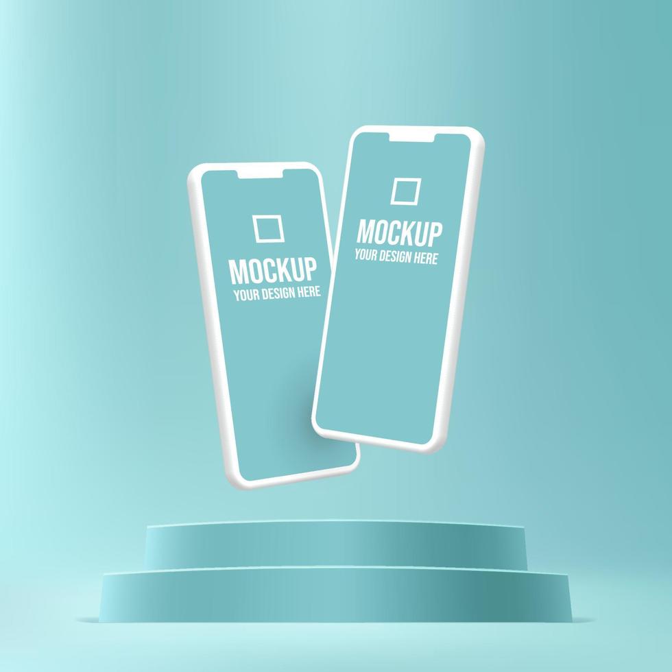 maquette de podium pour smartphone avec écran vierge pour la présentation d'applications mobiles, piédestal de scène d'affichage mobile sur une scène minimale vecteur