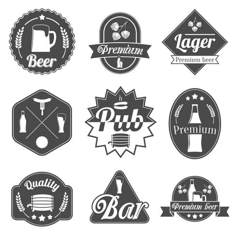 Collection de badges d&#39;étiquettes de bière alcool vecteur